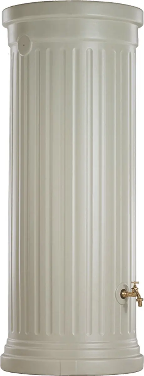 Graf regenton Zuil 1000 L beige -met kraantje-met vulautomaat voor ronde regenpi