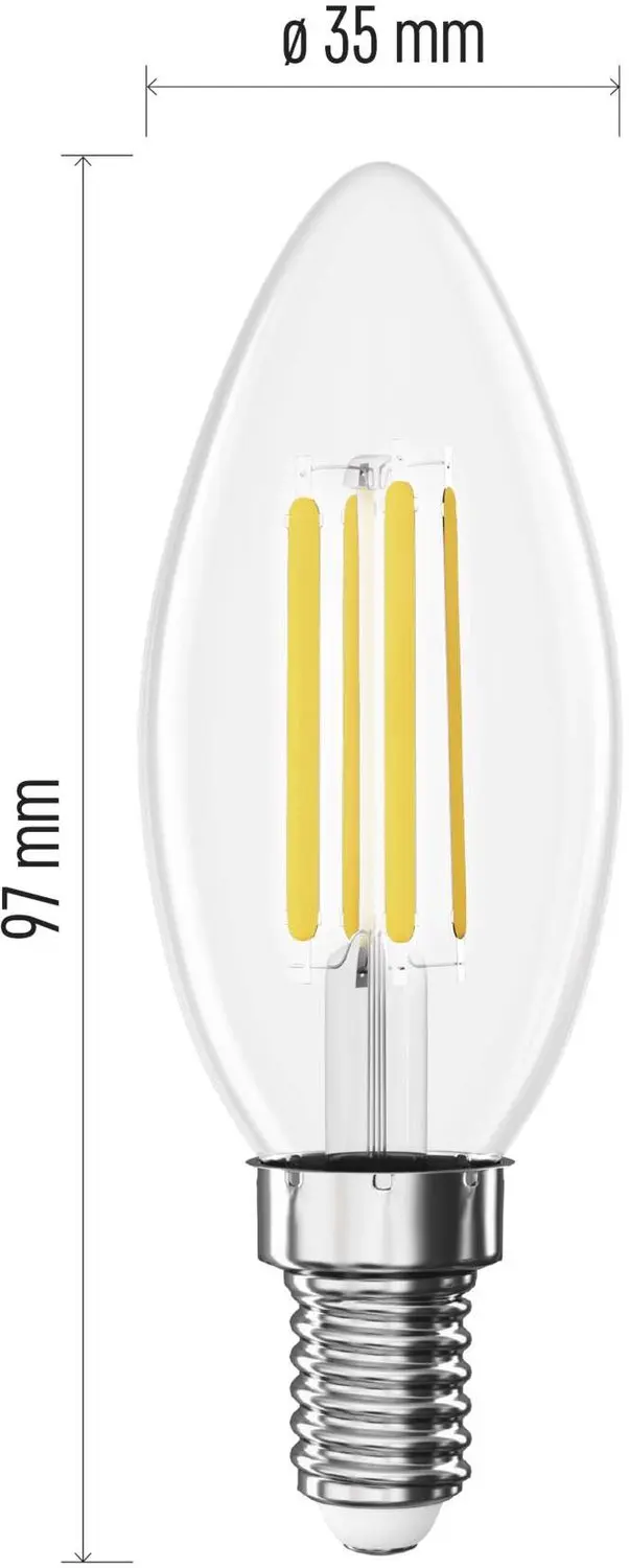 Emos ZF3A42 LED-lamp Filament Kaars E14 - 3,8W - Warm wit - afbeelding 4 van 6