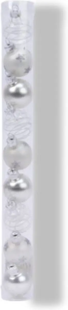 Decoris Glazen Kerstballen 3cm - 9 stuks - Winter Wit Zilver - afbeelding 3 van 6