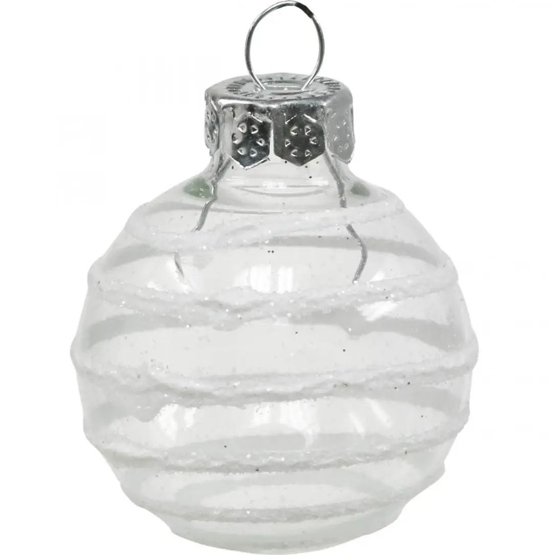 Decoris Glazen Kerstballen 3cm - 9 stuks - Winter Wit Zilver - afbeelding 2 van 6