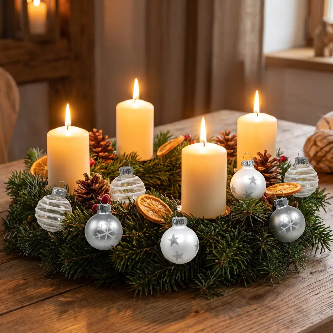 Decoris Glazen Kerstballen 3cm - 9 stuks - Winter Wit Zilver - afbeelding 4 van 6