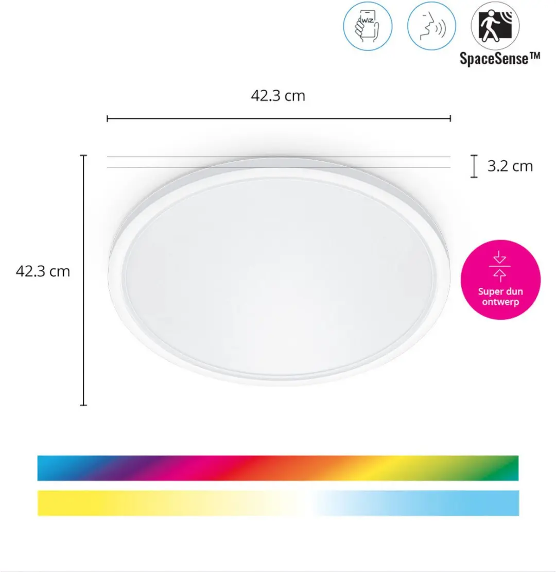 WiZ SuperSlim Plafondlamp 929003300901 - 43cm - RGBW - afbeelding 2 van 6