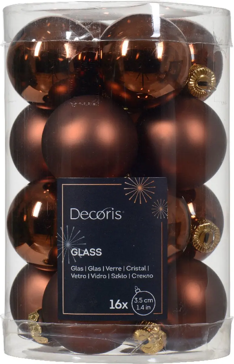 Kerstbal gls d3.5 cm esprss ass 16st kerst