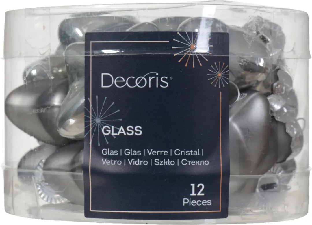 Ster glas l2b4.5h4 cm mgrs ass 12st kerst
