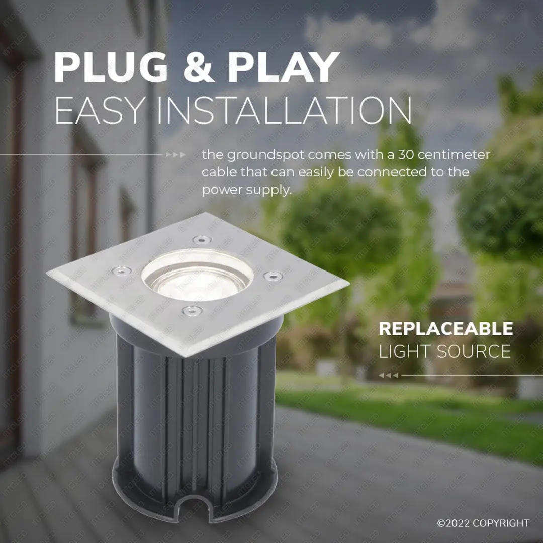 V-tac Dimbare LED Grondspot Vierkant RVS - 5W - afbeelding 6 van 6