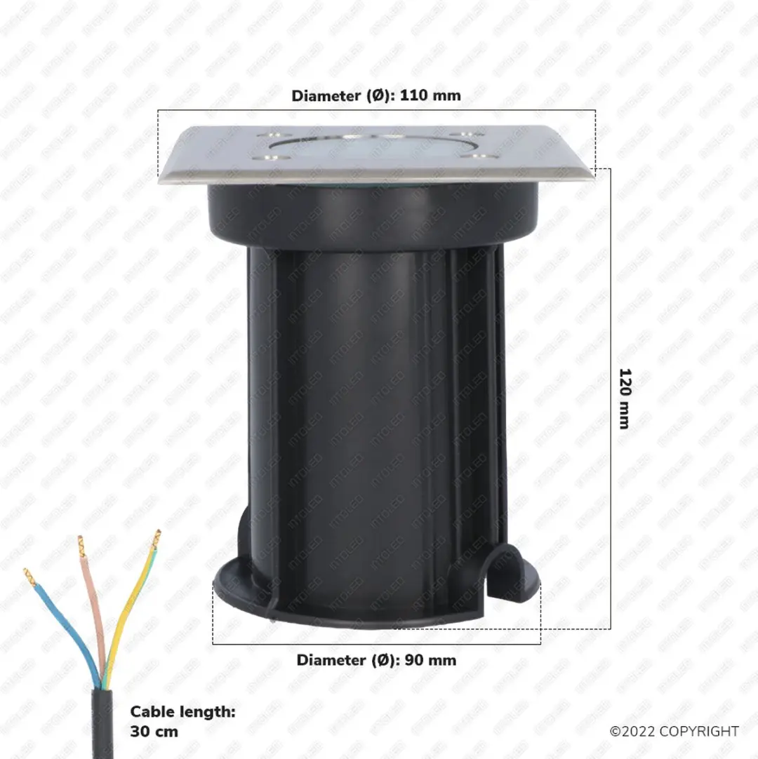 V-tac Dimbare LED Grondspot Vierkant RVS - 5W - 3x - afbeelding 6 van 6