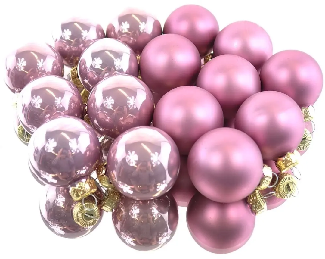 Kerstbal glas d3,5 cm vintagee roze 16 st