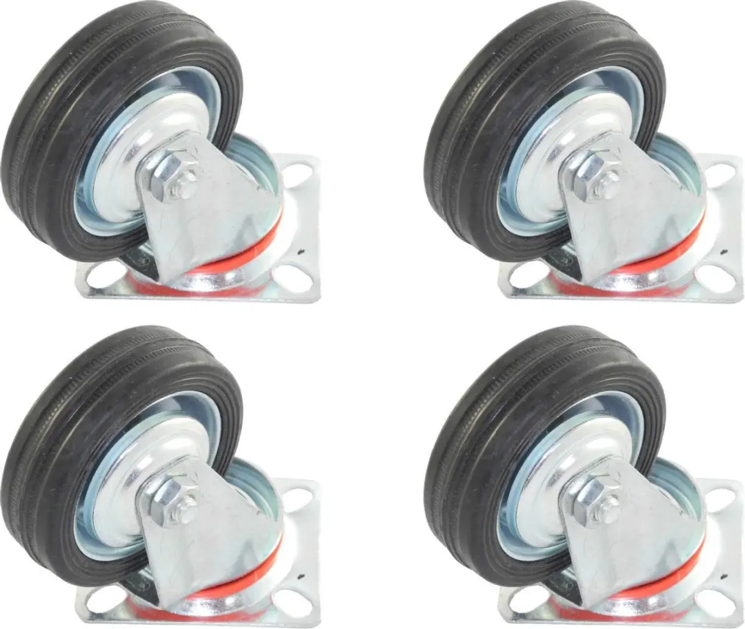 Set van 4 zwenkwielen transportwielen 75mm