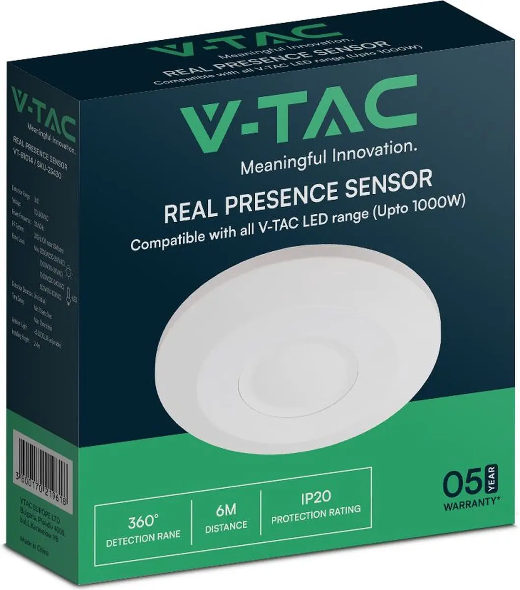 V-TAC VT-81014 Real Presence Bewegingssensor - Wit - afbeelding 5 van 5