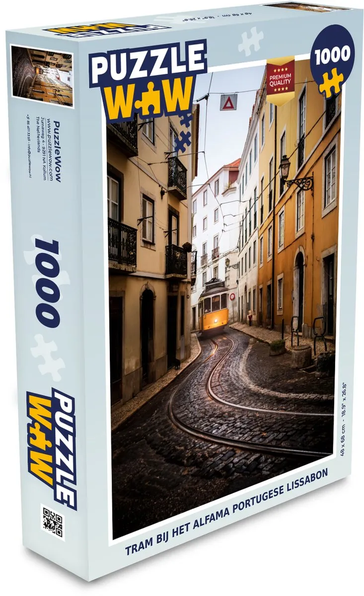 PuzzleWow Tram Alfama Lissabon Legpuzzel 1000 Stuks - Multicolor