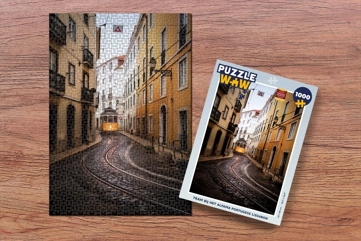 PuzzleWow Tram Alfama Lissabon Legpuzzel 1000 Stuks - Multicolor