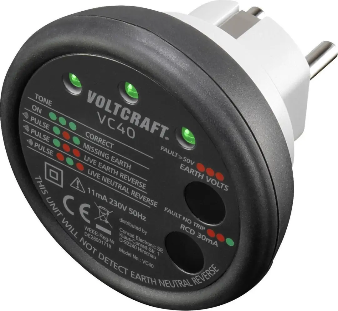 Voltcraft VC40 Stopcontacttester CAT II 300 V