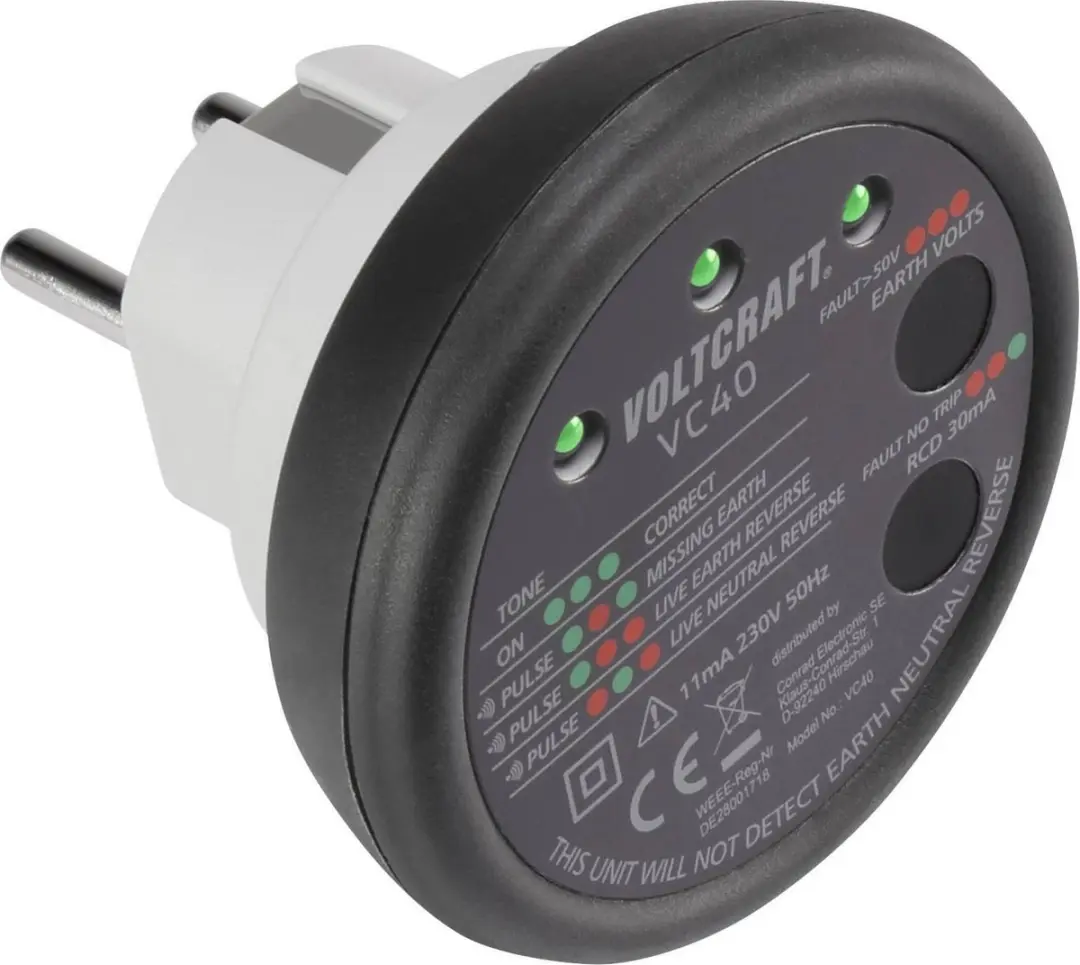 Voltcraft VC40 Stopcontacttester CAT II 300 V - afbeelding 5 van 6