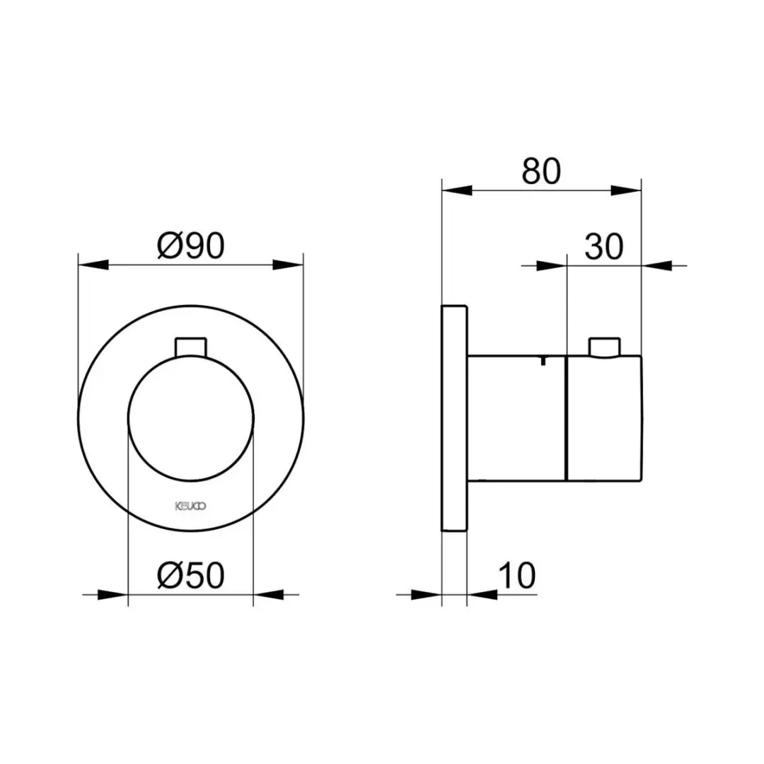 Keuco IXMO Inbouw Thermostaatkraan - Verchroomd - afbeelding 2 van 4