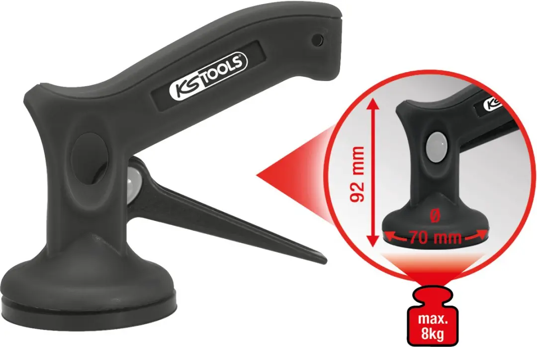 KS Tools 140.1015 Eenhand-mini-zuignap - 8 kg - Ø 70 mm - afbeelding 3 van 6