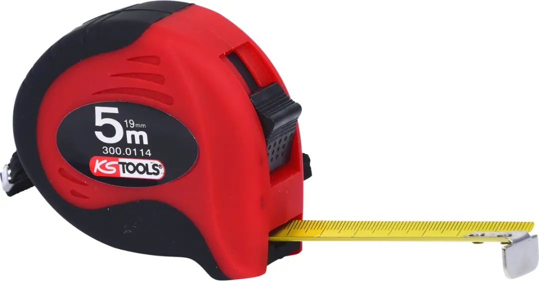 KS TOOLS rolmaat met vastzetter zwart-rood 5m 19 mm