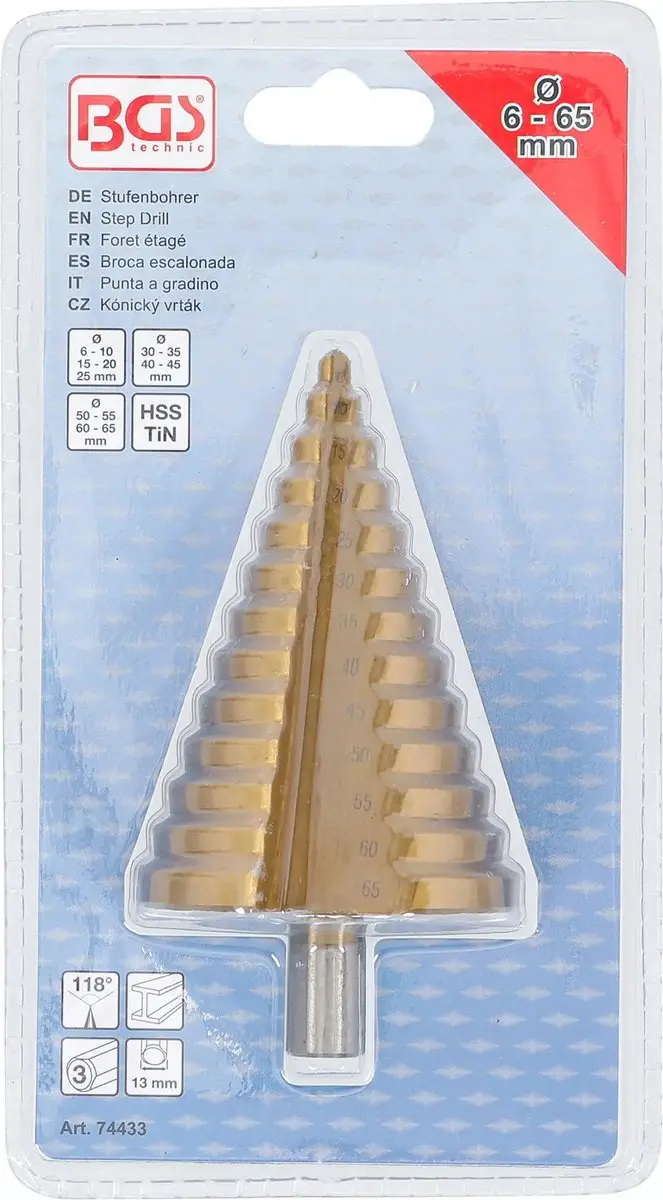 BGS technic Trappenboor 74433 - Titanium Gecoat - Ø6-65mm - afbeelding 4 van 4