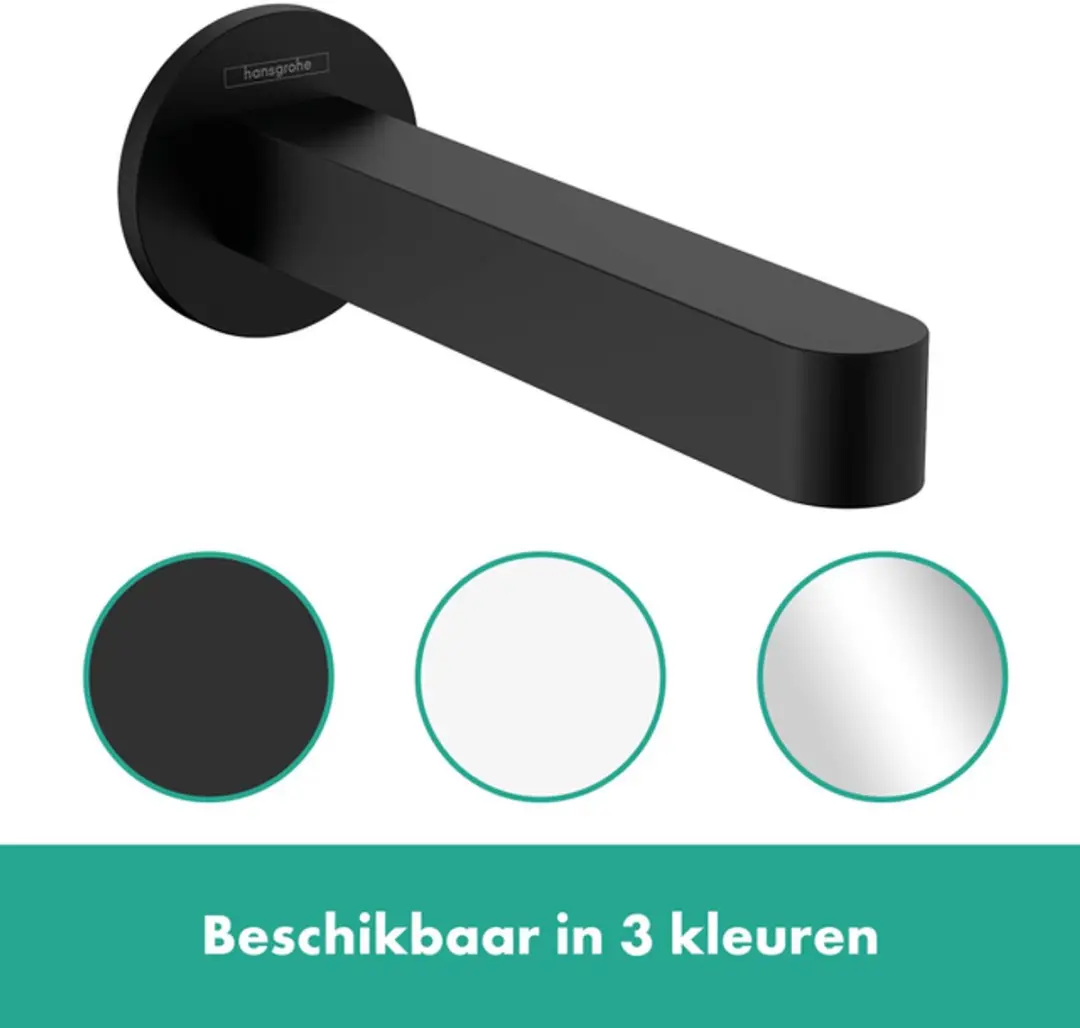 Hansgrohe Finoris Baduitloop 174mm - Mat Zwart - afbeelding 3 van 6