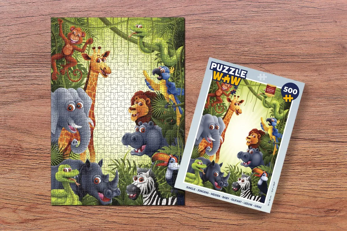 PuzzleWow Jungle Dieren Legpuzzel 500 Stuks - Multicolor