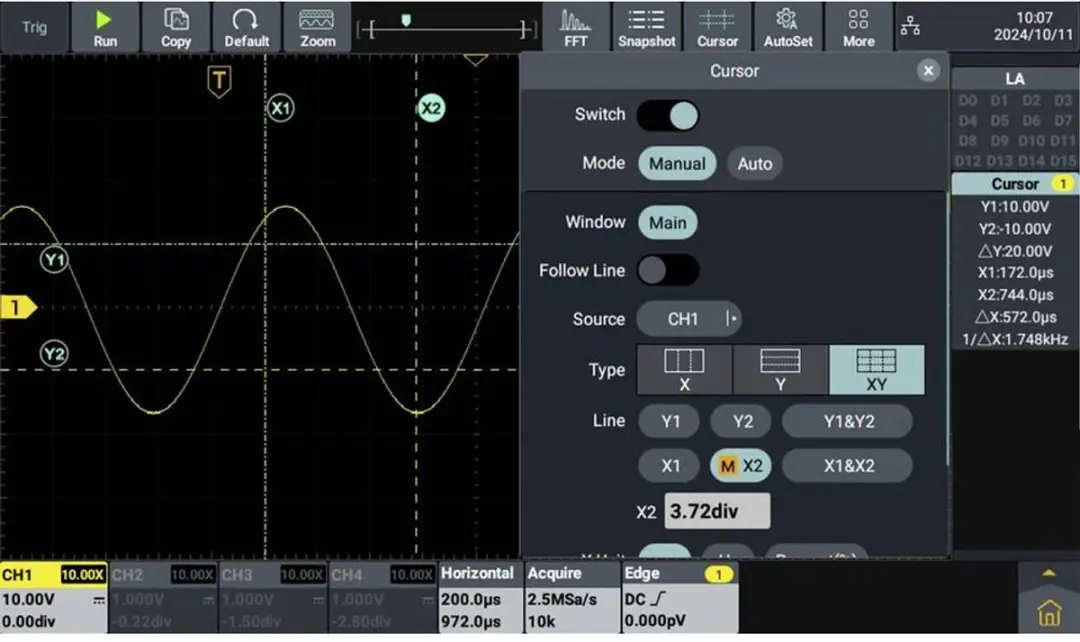 Voltcraft DOV1254 LA Digitale Oscilloscoop 125MHz - afbeelding 6 van 6