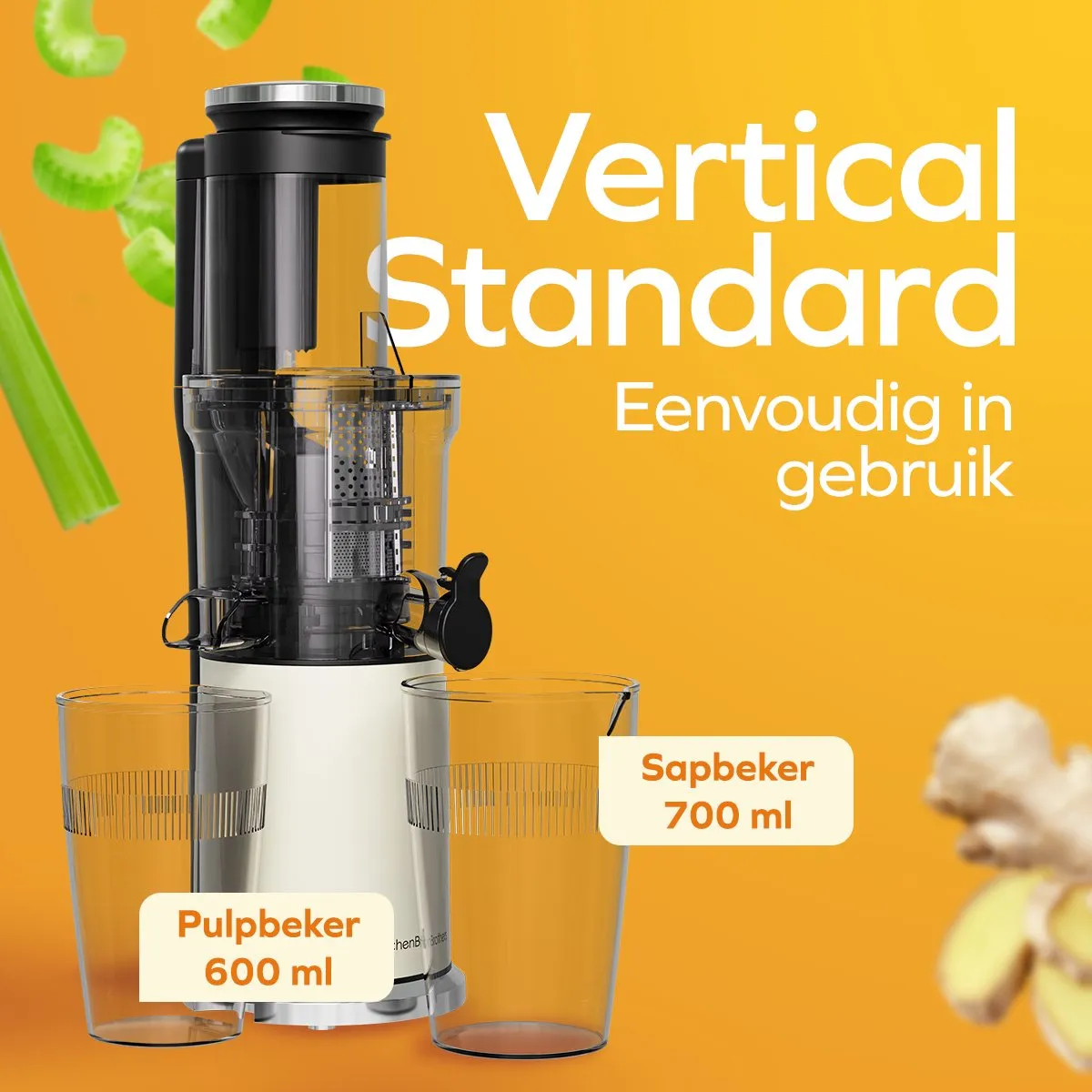 KitchenBrothers KB1004147 Slowjuicer 750ml - Verticaal - Champagne
