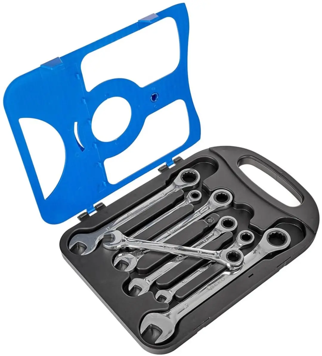 GEKO Ratelsleutelset 8-19 mm - 7-delig - 72-tands - afbeelding 6 van 6