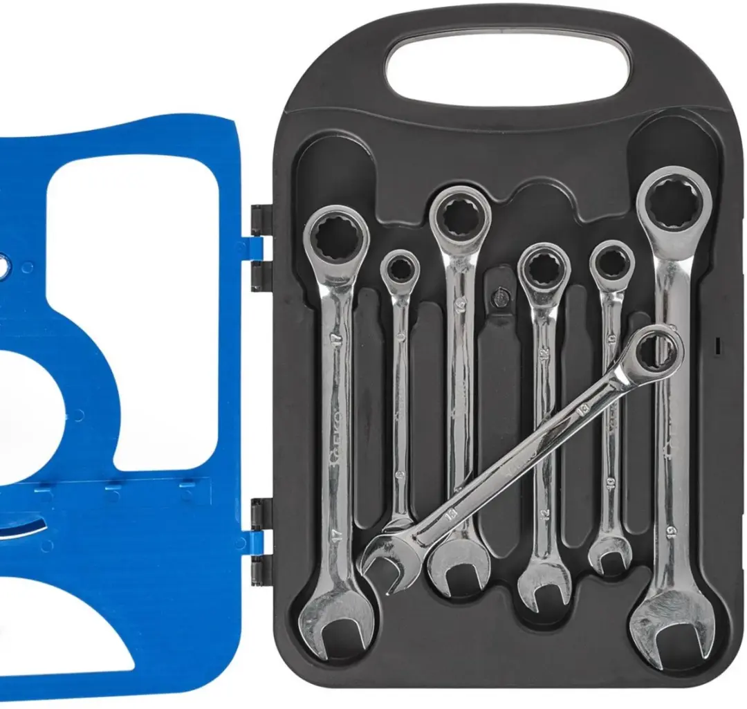 GEKO Ratelsleutelset 8-19 mm - 7-delig - 72-tands - afbeelding 2 van 6