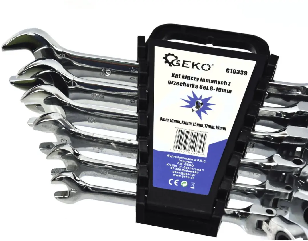 GEKO Flexibele Ratelsleutelset 180° - 8-19 mm - 6-delig - afbeelding 2 van 6