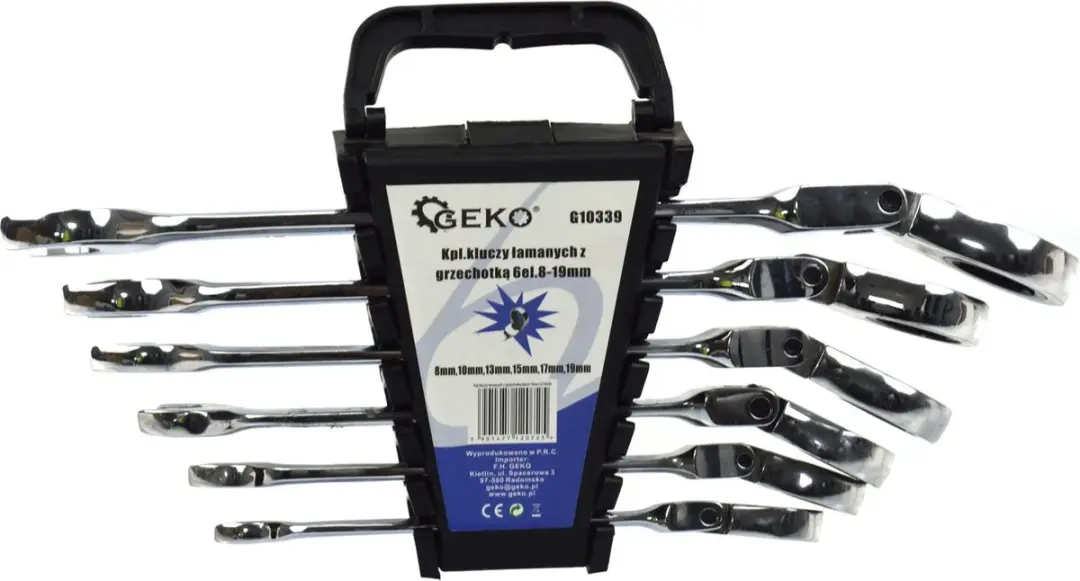 GEKO Flexibele Ratelsleutelset 180° - 8-19 mm - 6-delig - afbeelding 5 van 6