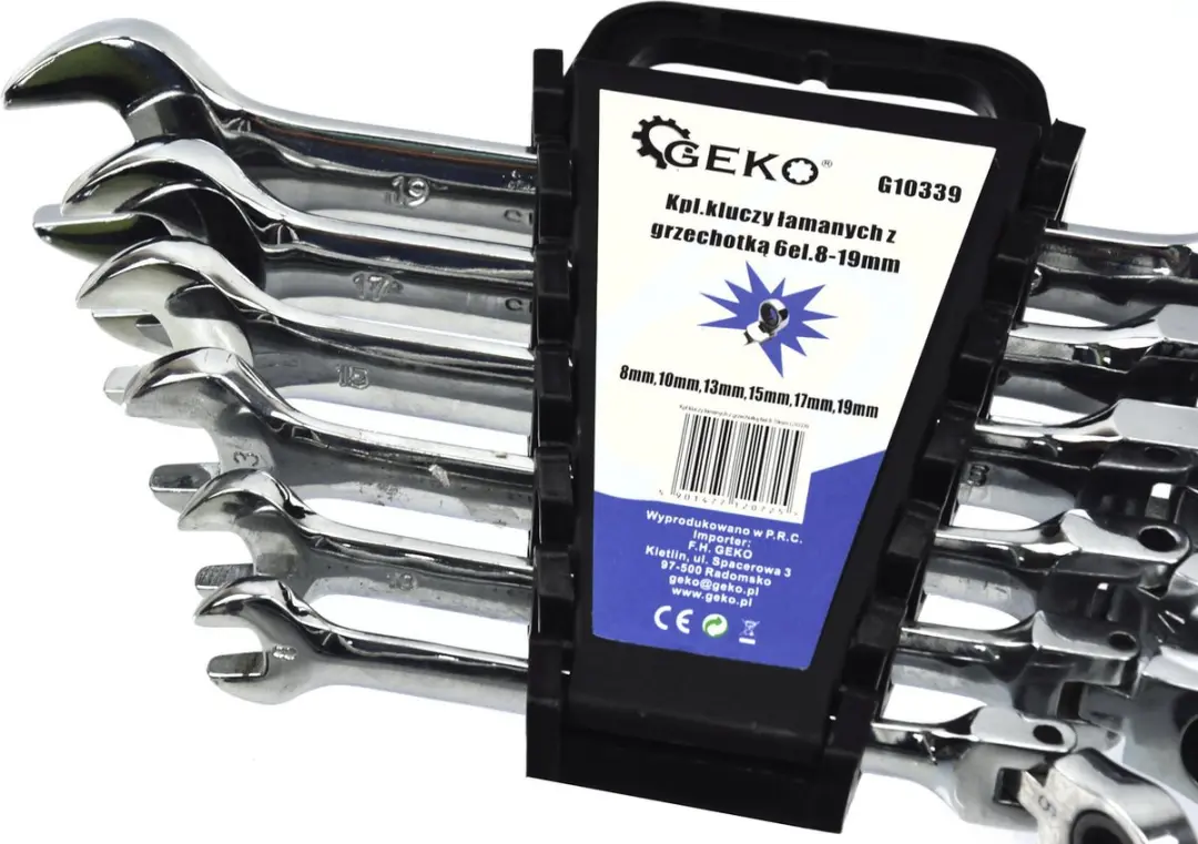 GEKO Flexibele Ratelsleutelset 180° - 8-19 mm - 6-delig - afbeelding 6 van 6