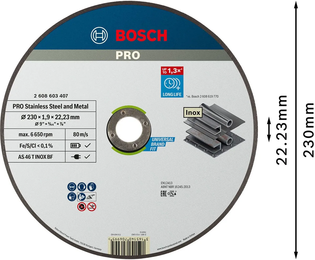 Bosch Professional Doorslijpschijf Expert for Inox Rapido AS 46 T INOX BF 230mm