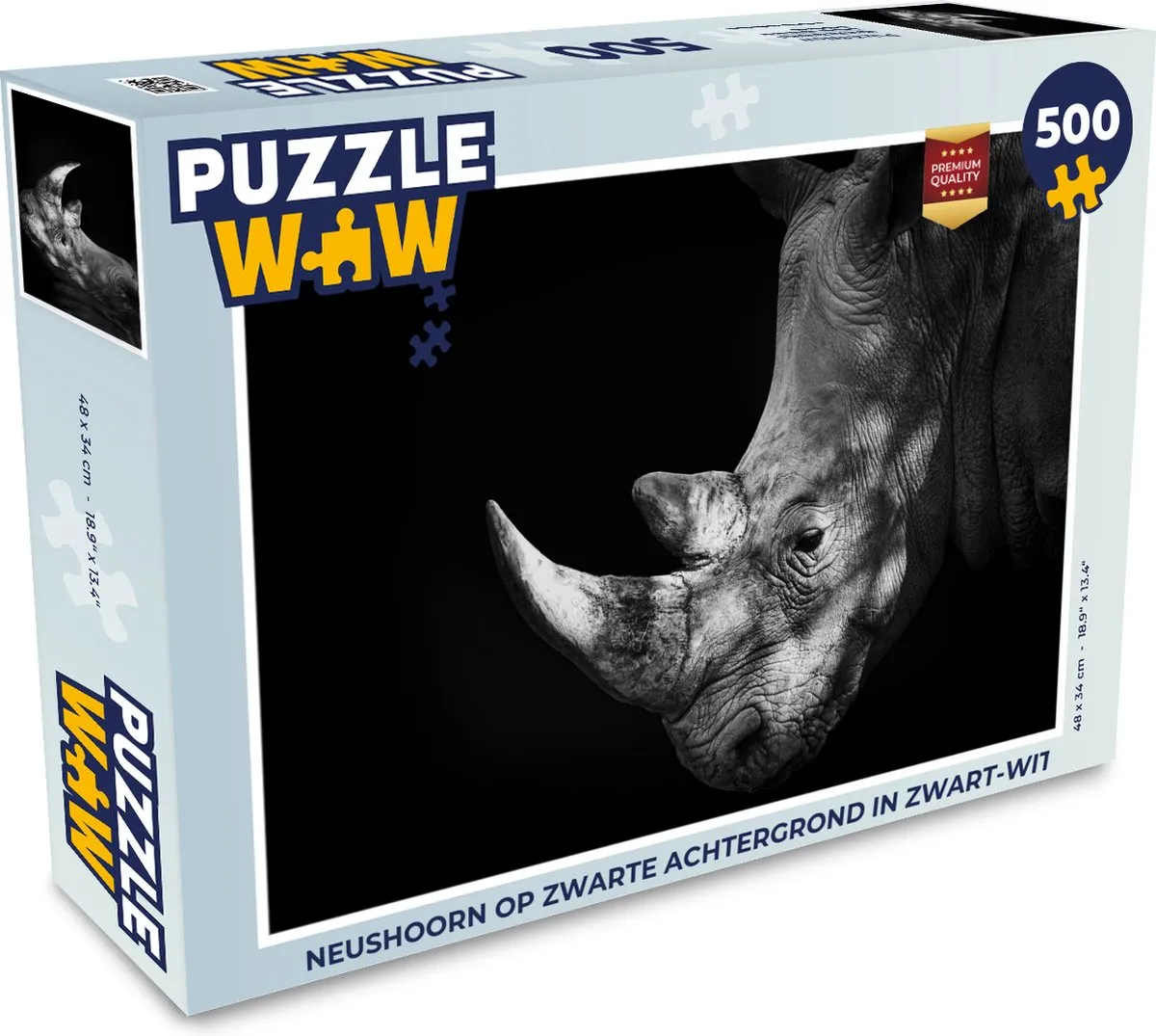 PuzzleWow Neushoorn Legpuzzel 500 Stuks