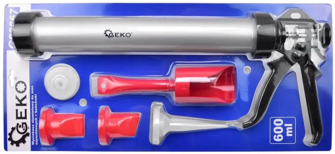 GEKO Aluminium kitpistool 600ml - Inclusief 3 spuitmonden en spatel - afbeelding 3 van 6