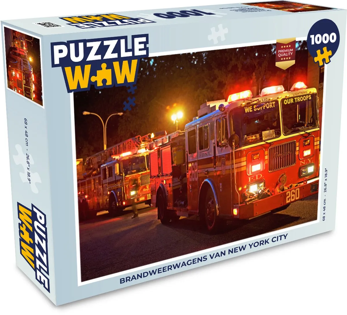 PuzzleWow Brandweerwagens New York City Legpuzzel 1000 Stuks - Multicolor