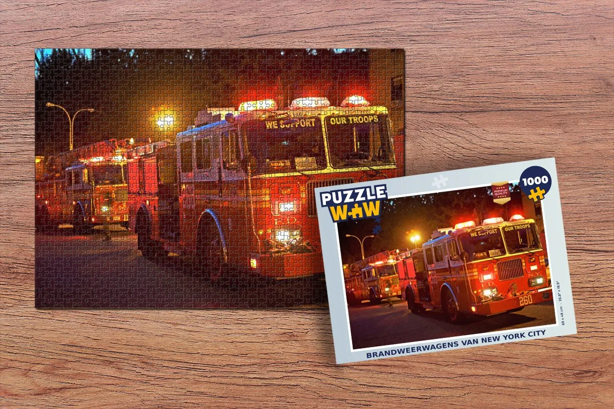 PuzzleWow Brandweerwagens New York City Legpuzzel 1000 Stuks