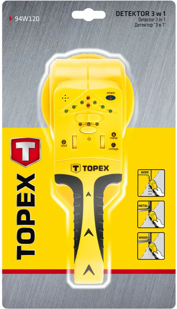Topex 94W120 Detector 3 in 1 - Hout, Metaal, Spanning - afbeelding 2 van 2