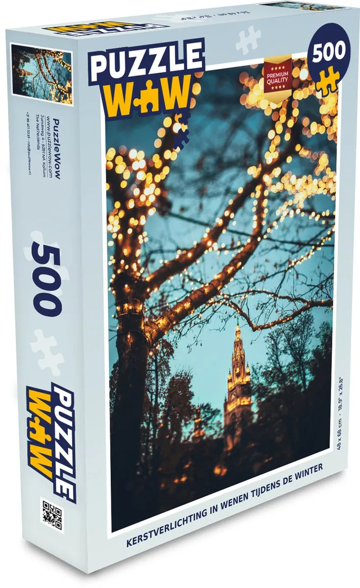 PuzzleWow Wenen Kerstverlichting Takken Nacht Legpuzzel 500 Stuks