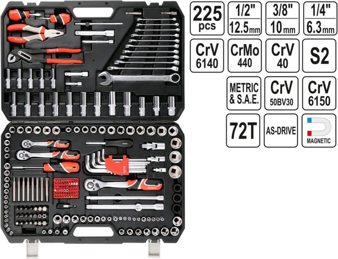 Yato YT-38941 Gereedschapsset - 225-delig - afbeelding 3 van 6