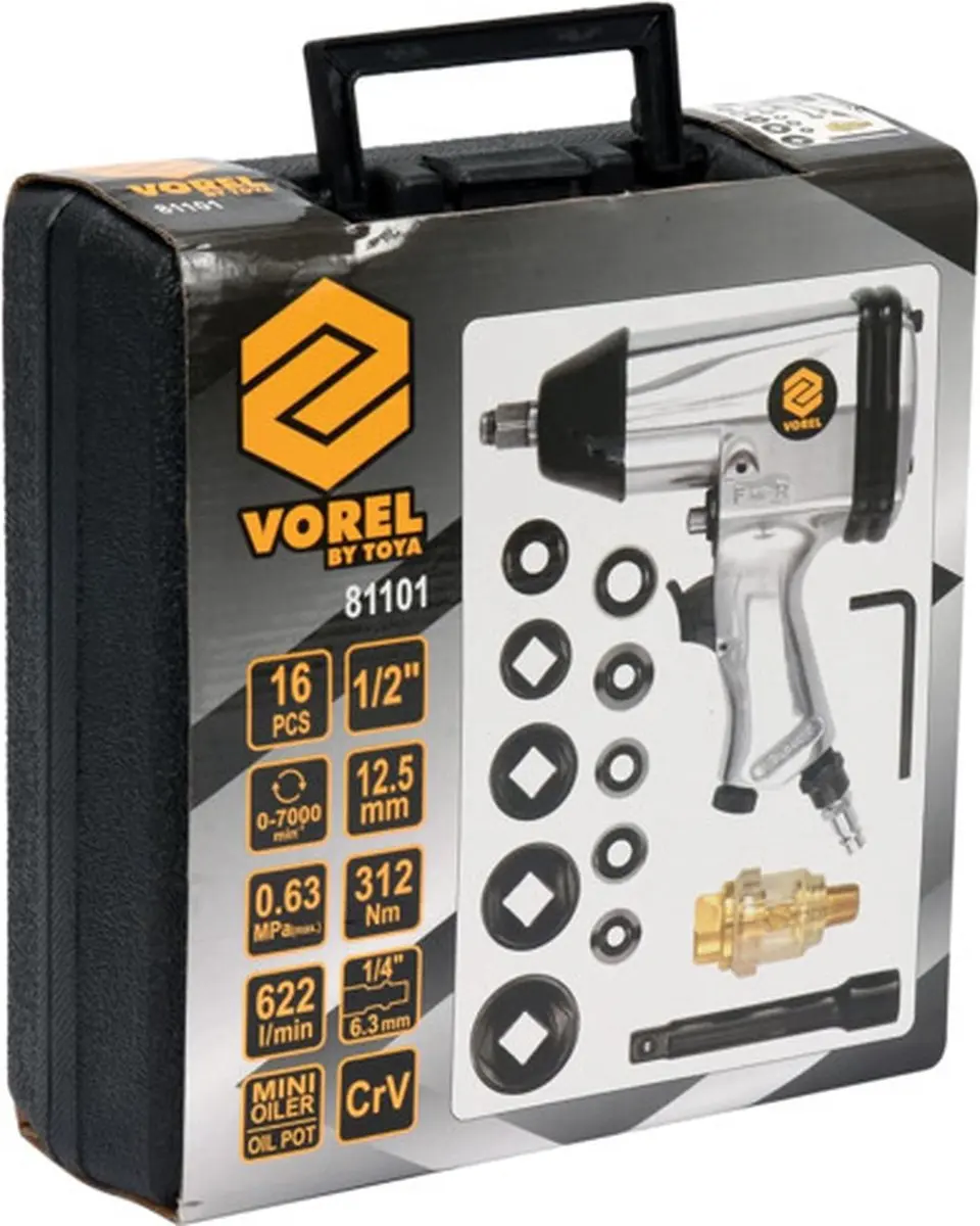 VOREL vidaXL 16-delige Pneumatische accessoireset 1/2'' - afbeelding 4 van 5