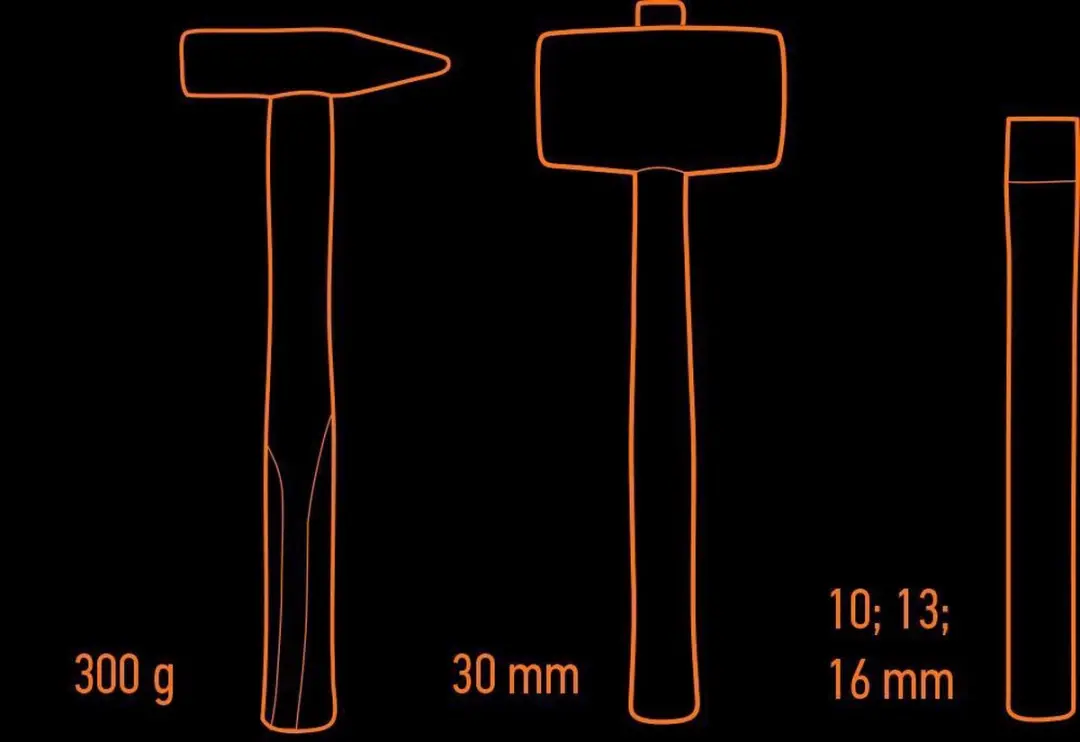 Neo Tools Hamer En Koudbeitelset 5 Delig Inleglade Koudbeitel 10,13,16mm Bankhamer 300gr Terugslag Vrije Hamer 300gr - afbeelding 4 van 5