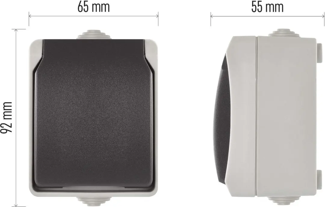 EMOS Wandstopcontact A1396 - IP44 - Grijs-Zwart - afbeelding 2 van 6