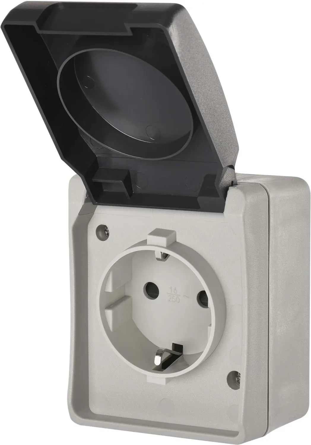 EMOS Wandstopcontact A1396 - IP44 - Grijs-Zwart - afbeelding 3 van 6
