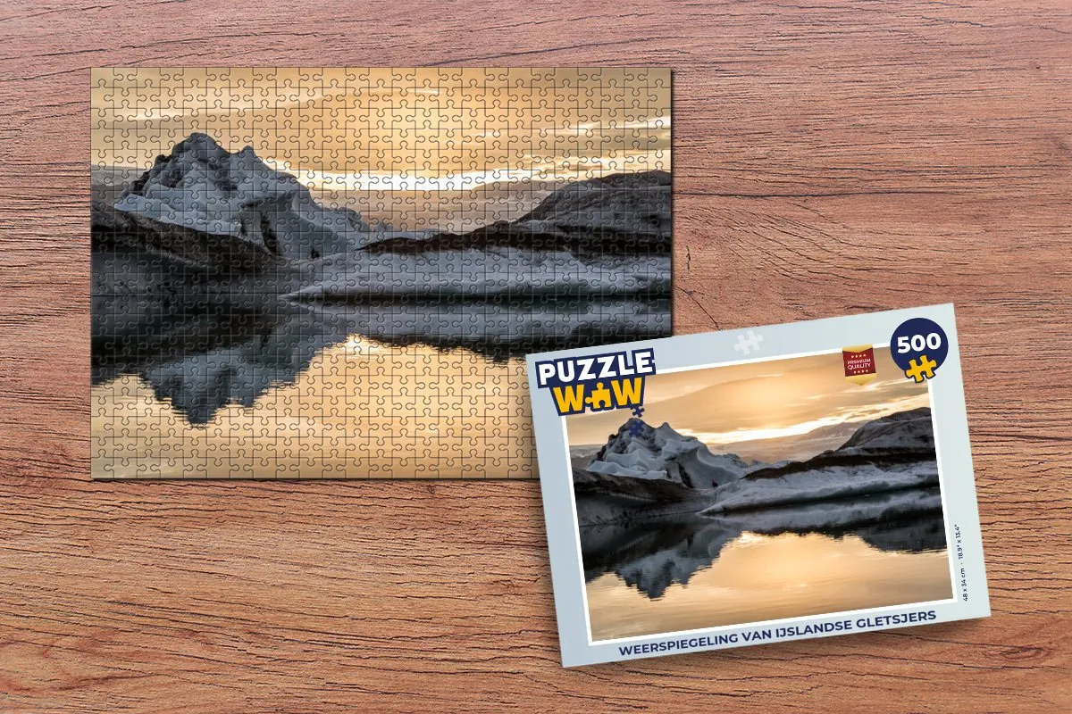PuzzleWow Weerspiegeling IJslandse Gletsjers Legpuzzel 500 Stuks - Multicolor