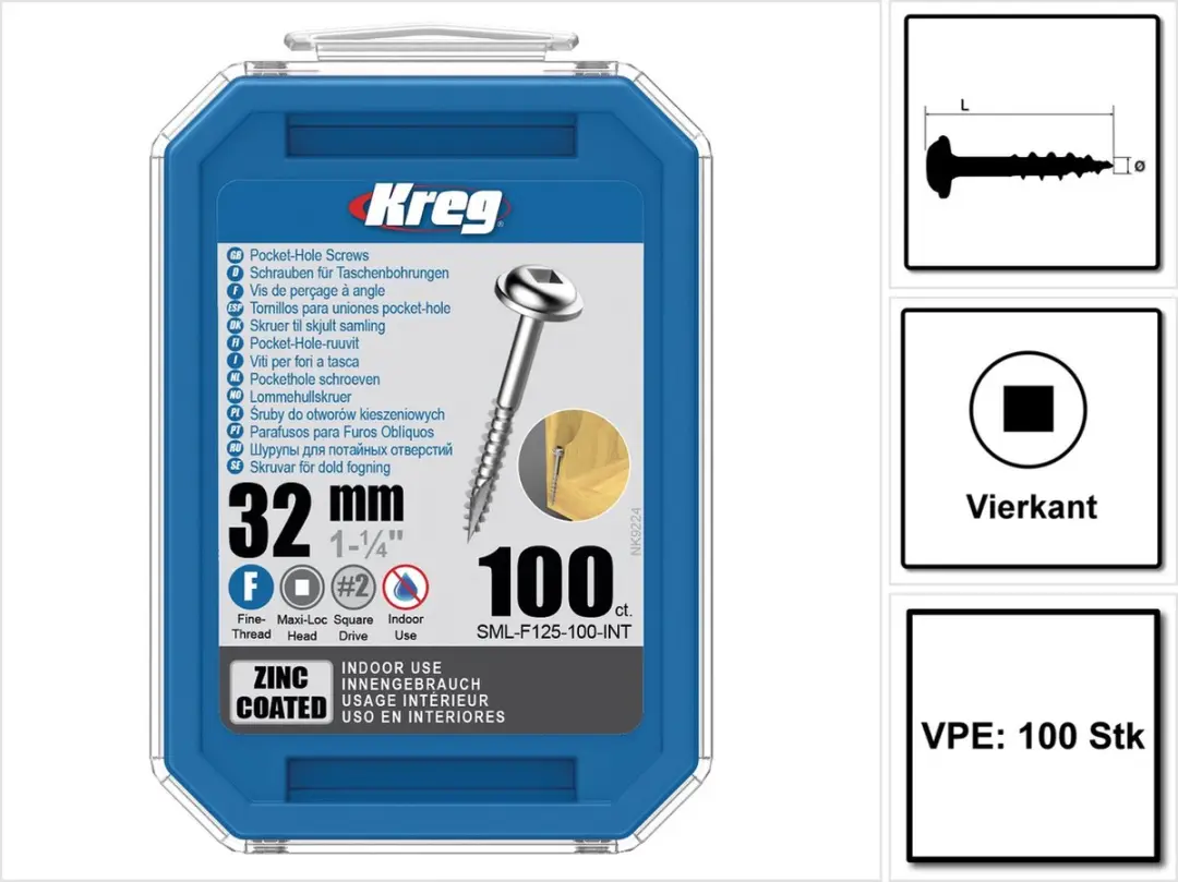 Kreg SML-F125-100 Pocket-Hole Schroef 32mm
