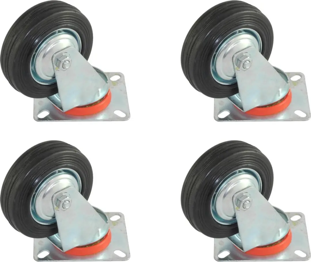 Set van 4 Zwenkwielen Transportwielen 100mm