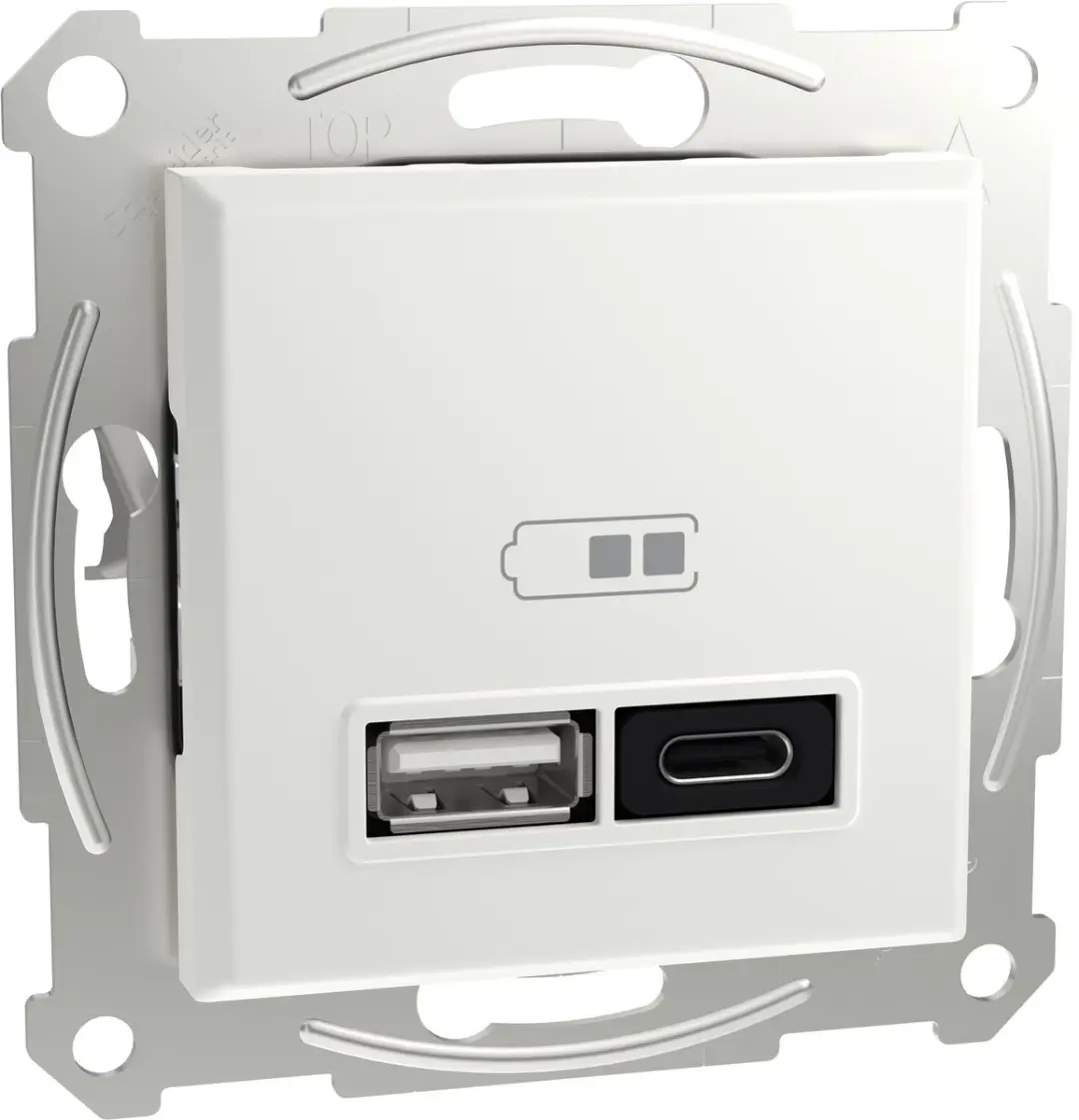 USB charger, 45W, type A+C Zonder frame, WIT, ASFORA