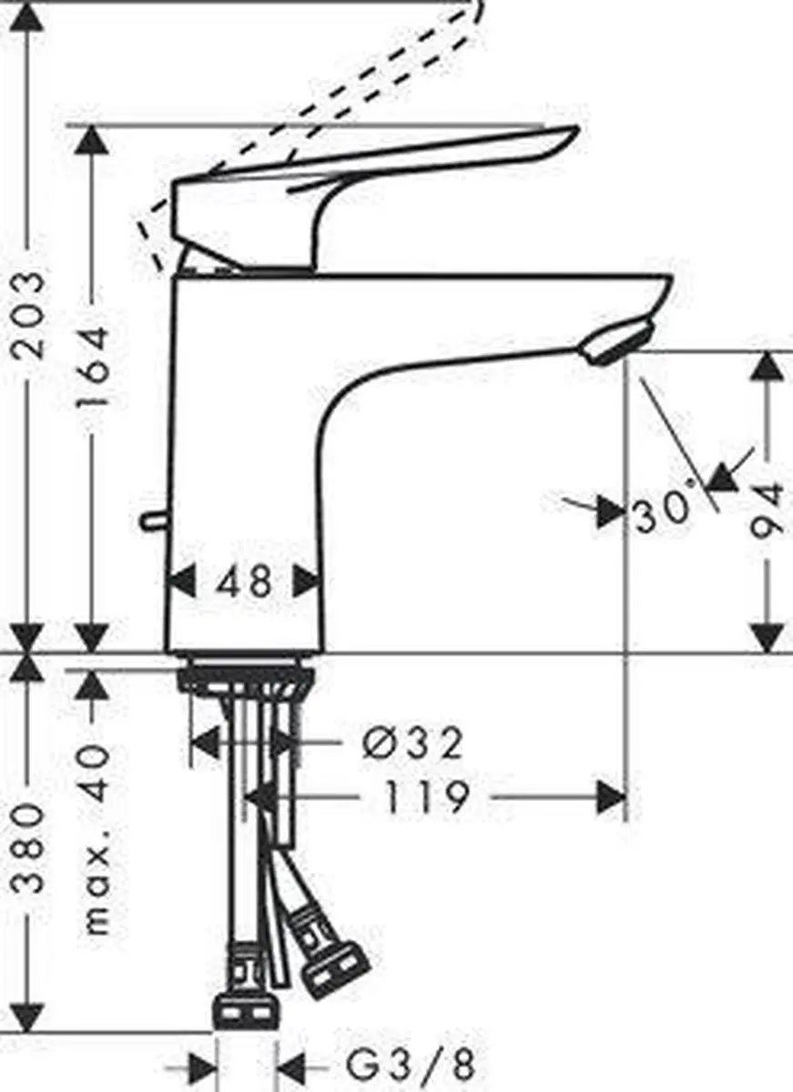 Hansgrohe Logis E Wastafelmengkraan 100mm - Chroom - afbeelding 2 van 2