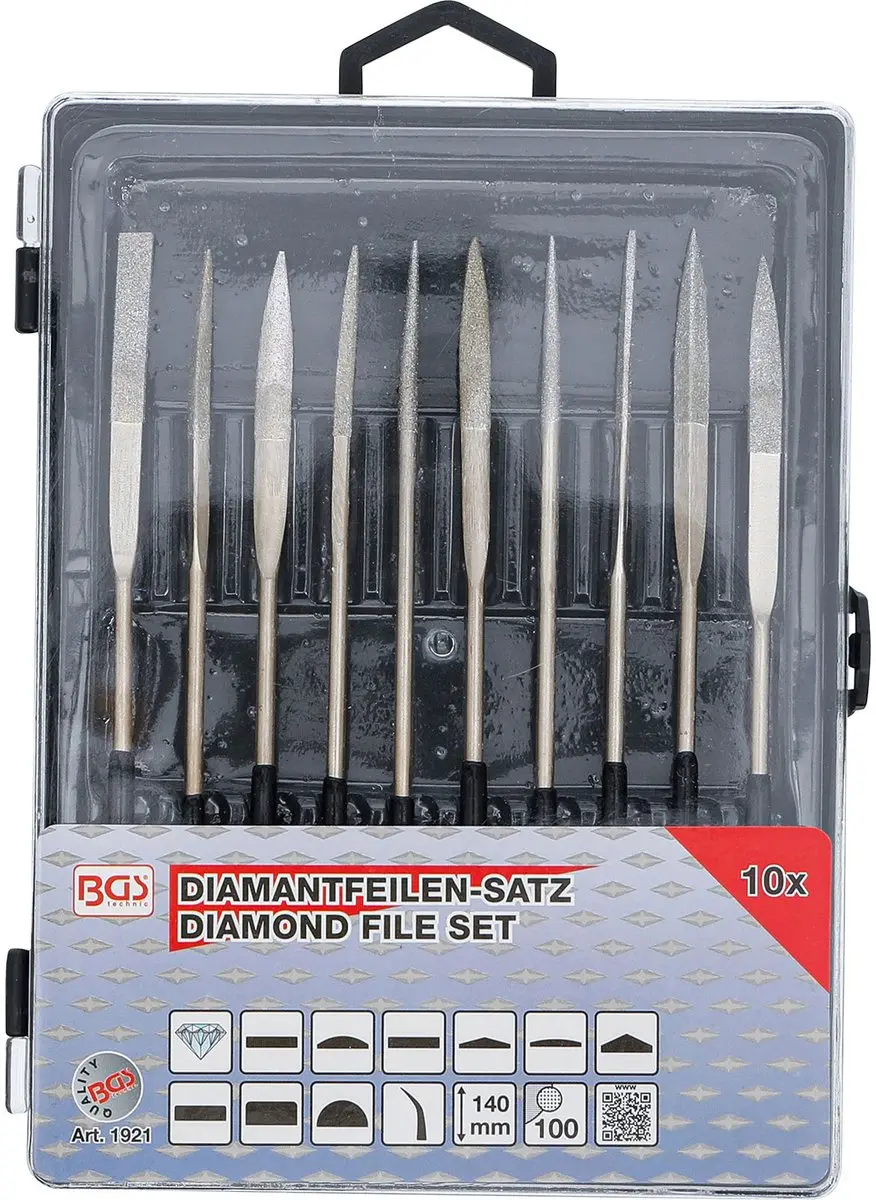 BGS Diamant vijlenset gebogen 140 x 3 mm - 10 delig - afbeelding 6 van 6