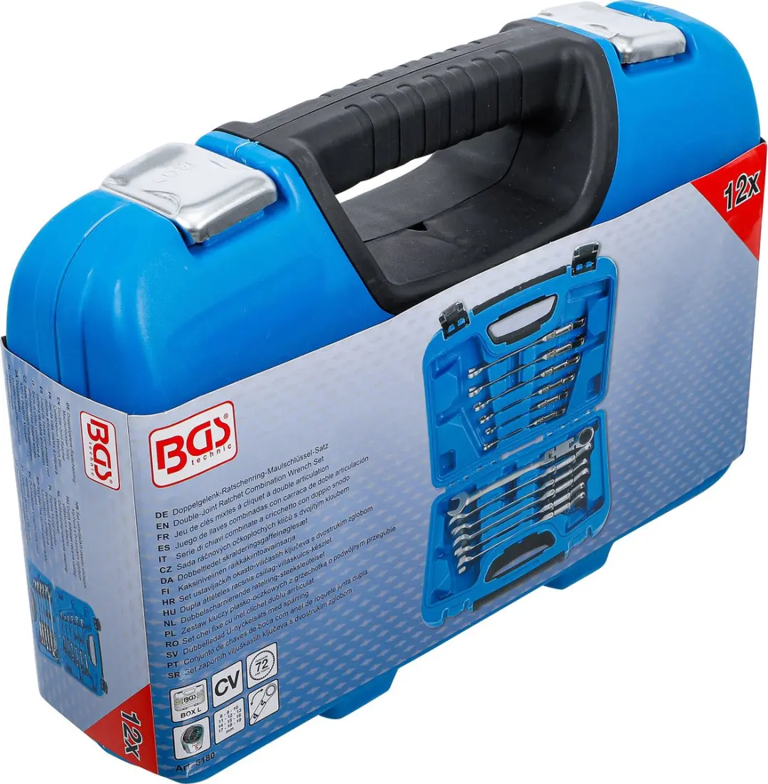 BGS technic ratelring-steeksleutelset plooibaar 8-19mm 12-delig - afbeelding 5 van 6