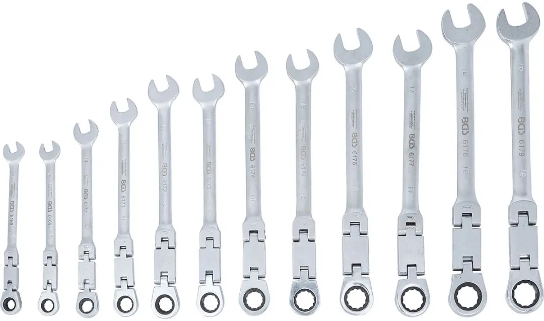 BGS technic ratelring-steeksleutelset plooibaar 8-19mm 12-delig - afbeelding 6 van 6